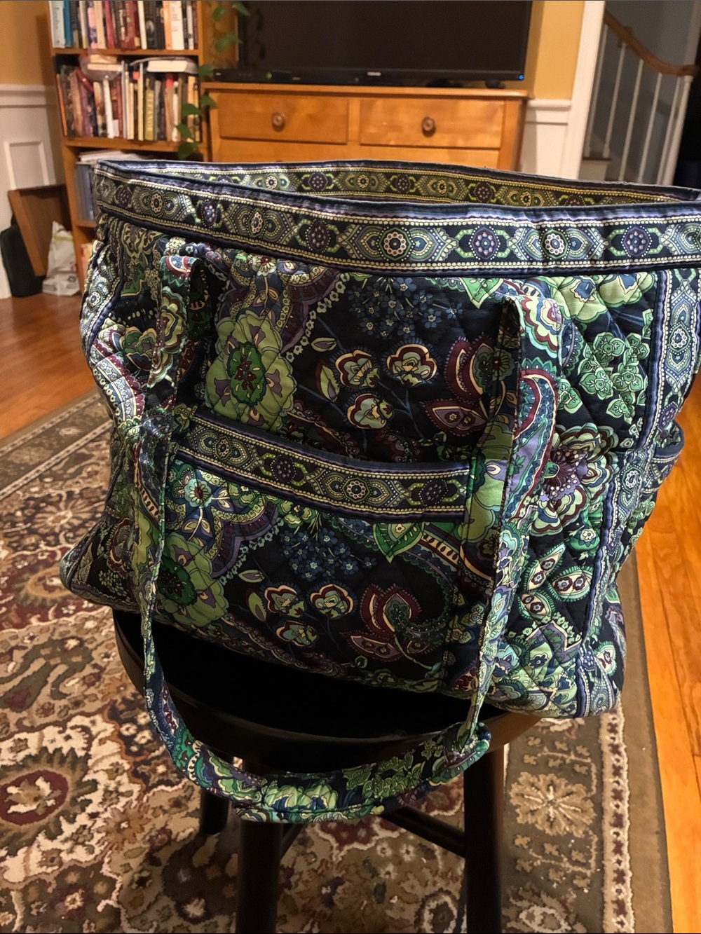 Vera Bradley VERY BIG Quilted Floral Tote Bag with zip closure